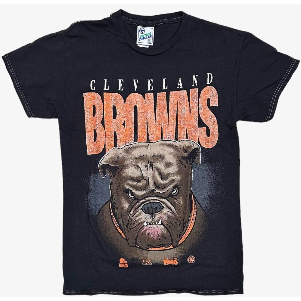 Cleveland Browns by 47 Brand Men's Vintage Tubular Distressed Print Tee T-Shirt